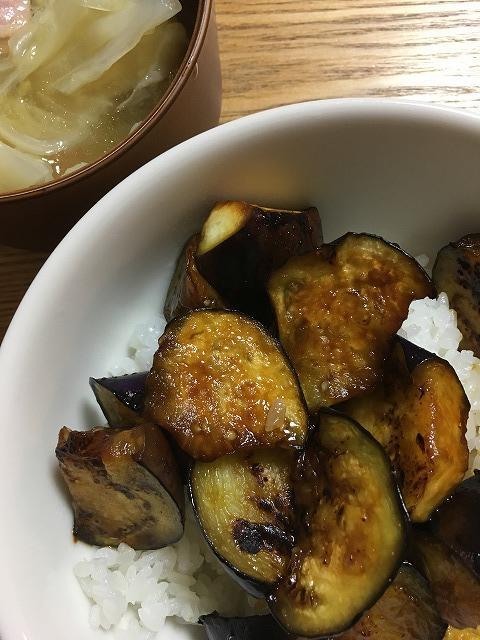 ナスのうなぎの蒲焼きのタレ炒め