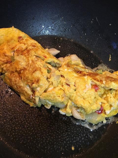 彩りサラダ野菜ミックスを使った厚焼き玉子２